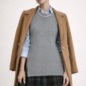 Toad&Co Merino 100% Merino Wool‎ Ribbed Sweater Vest Gray Size M Preppy Academia